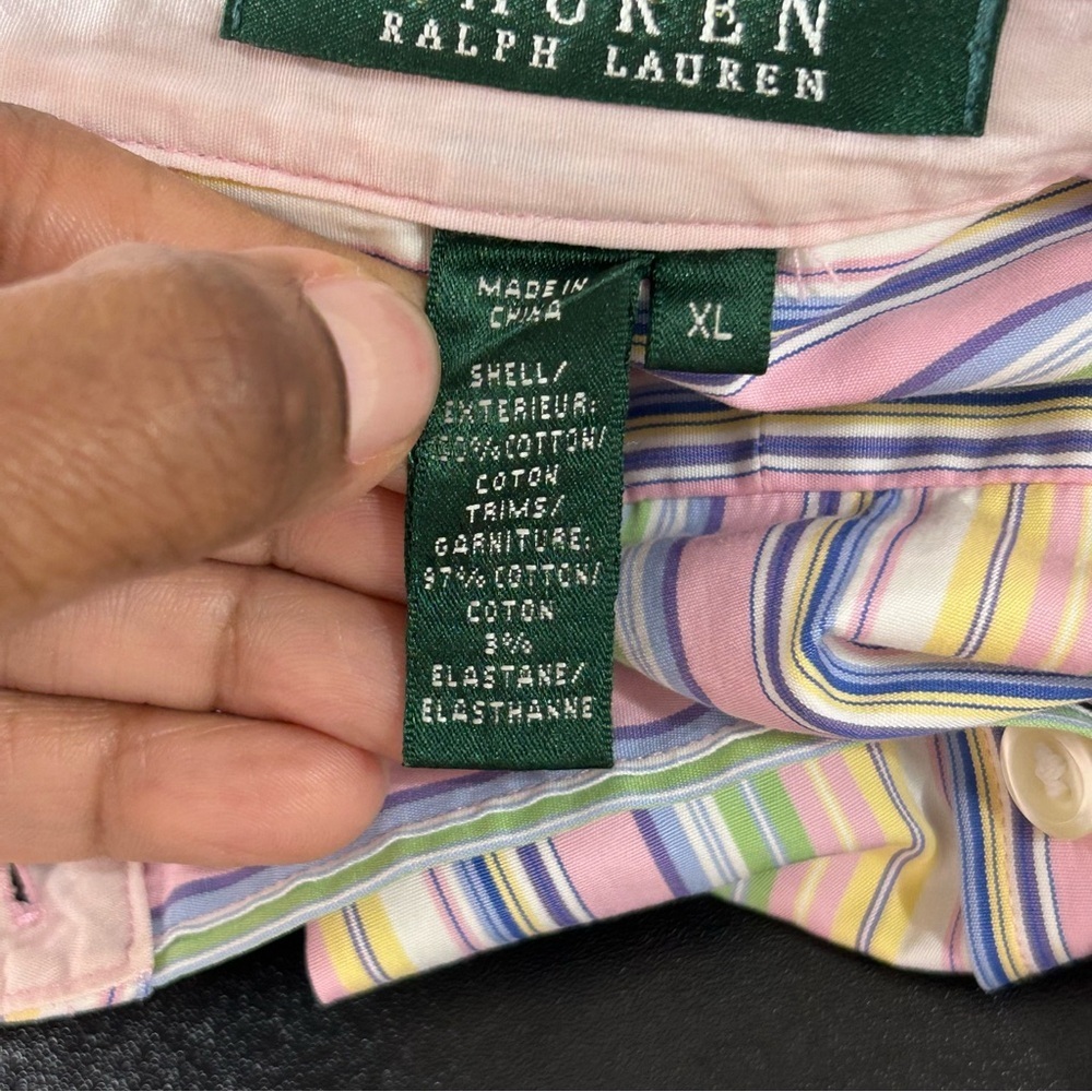 Lauren Ralph Lauren Women's Multicolor Striped Button Down Top Shirt. Size XL - Picture 3 of 7